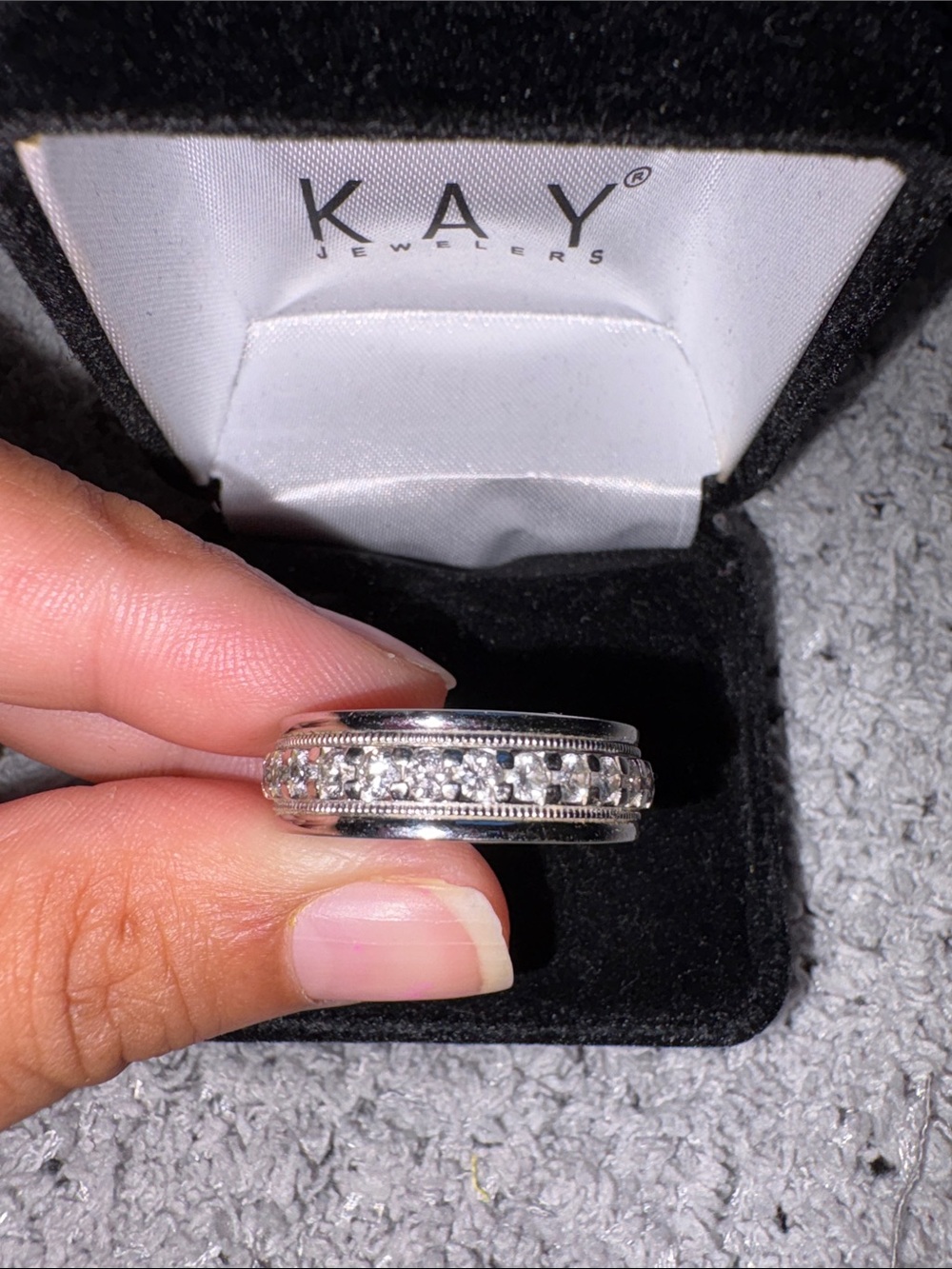 Kay Jewelers Women's Silver CZ Eternity Band - White size 10